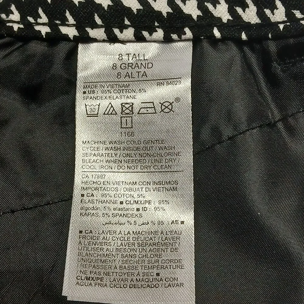 Old Navy 8T Tall Black White Houndstooth Pixie Skinny Women's Pants NEW - Picture 3 of 7